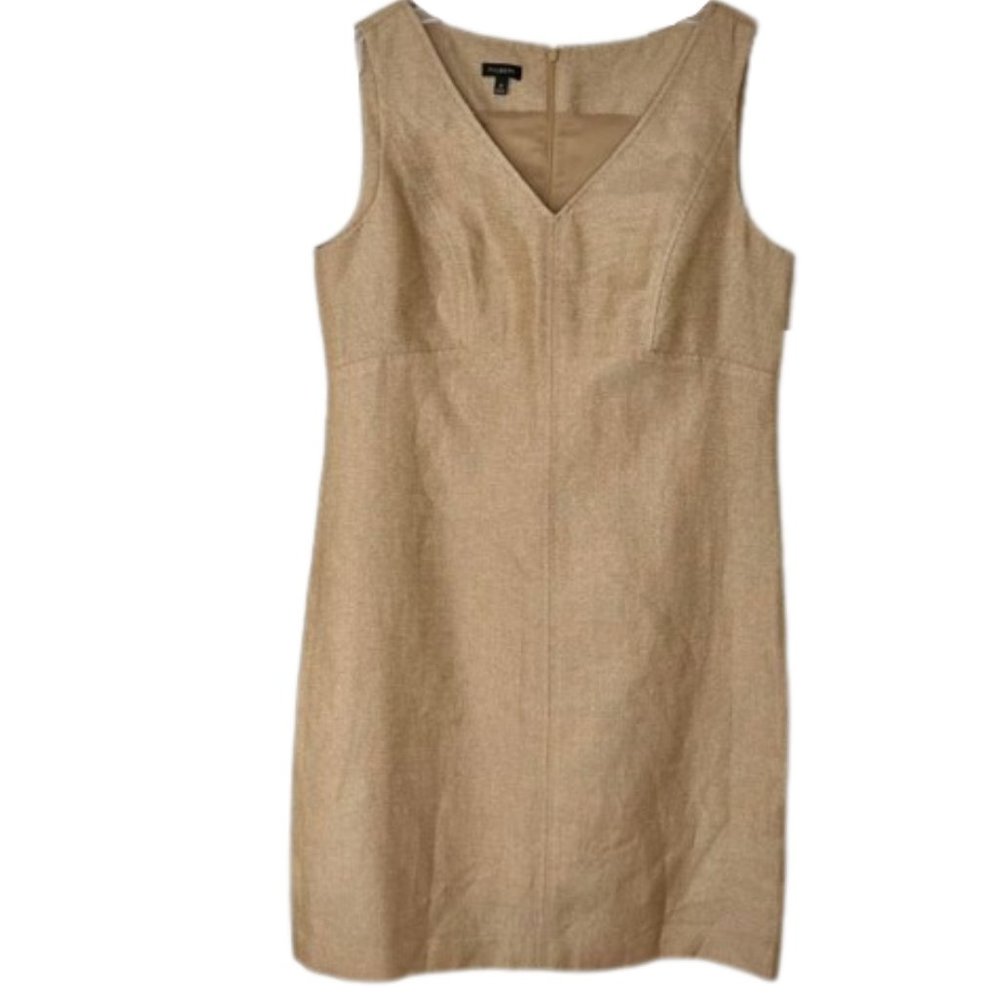 Talbots Bronze Metallic V-Neck Sleeveless Sheath - 12